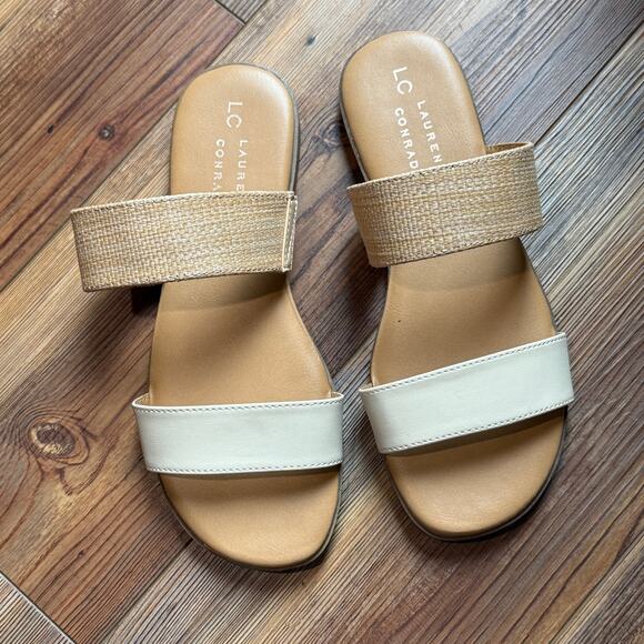 LC Lauren Conrad Shoes - Lauren Conrad Sunstone Natural women’s Sz 6.5 Medium slide sandals Slip-on Flats